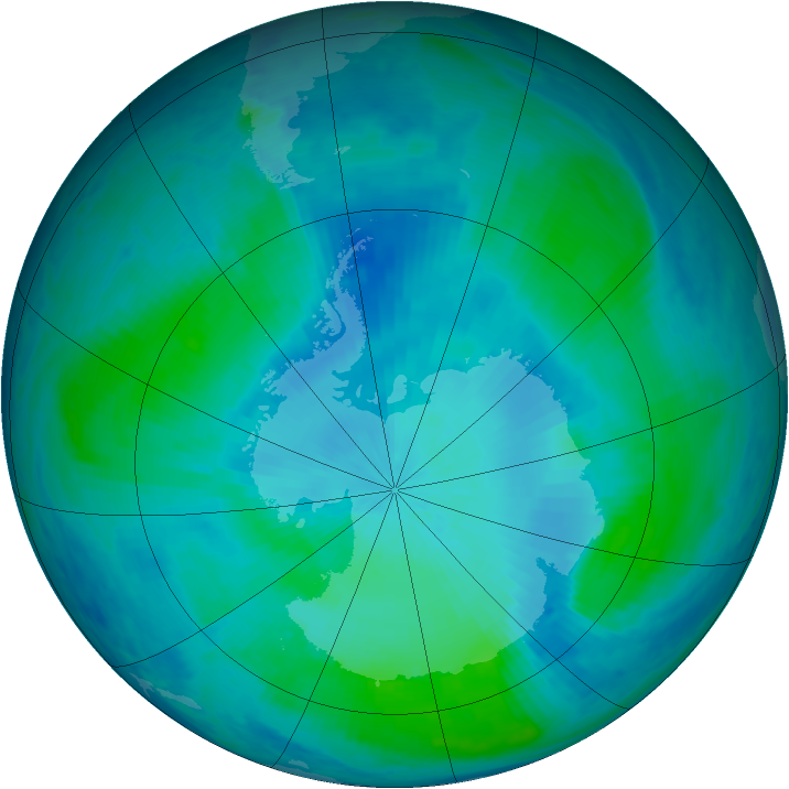 Antarctic ozone map for 17 February 2000